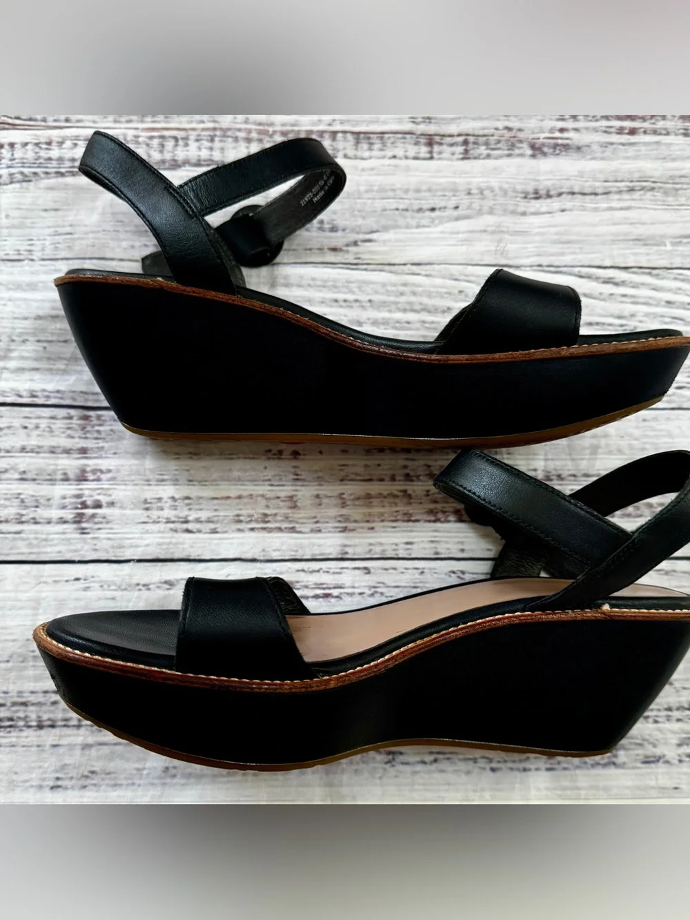 Camper Black Platform Wedge Sandal Ankle Strap  9 EU 40